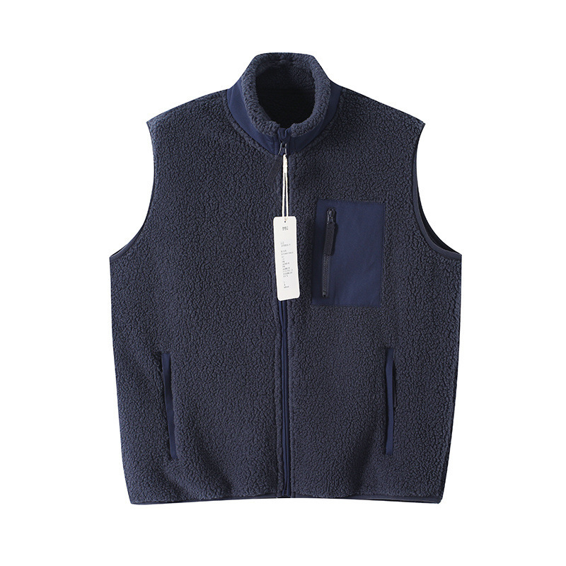 Unisex fleece vest s stojećim ovratnikom, bez kapucje, debeli flis za zimu, sportski i ležerni stil