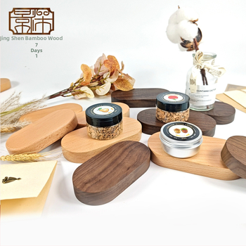 Koka displeja bāze figūrām – ovāla beech koka pamatne, mūsdienīgs minimālisma stils, zīmols Jingsen