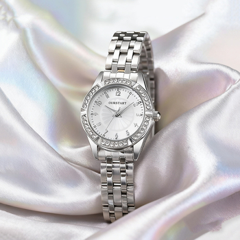 RUOLINDO dámske quartz hodinky s dekoratívnymi prvkami, kruhové puzdro zo zinkovej zliatiny, ciferník 27,5 mm, hrúbka 10 mm, remienok zo zinkovej zliatiny, spona s jednoduchým skladaním, tlač loga možná, personalizácia k dispozícii