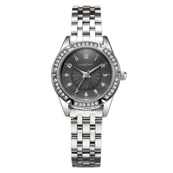 RUOLINDO dámske quartz hodinky s dekoratívnymi prvkami, kruhové puzdro zo zinkovej zliatiny, ciferník 27,5 mm, hrúbka 10 mm, remienok zo zinkovej zliatiny, spona s jednoduchým skladaním, tlač loga možná, personalizácia k dispozícii