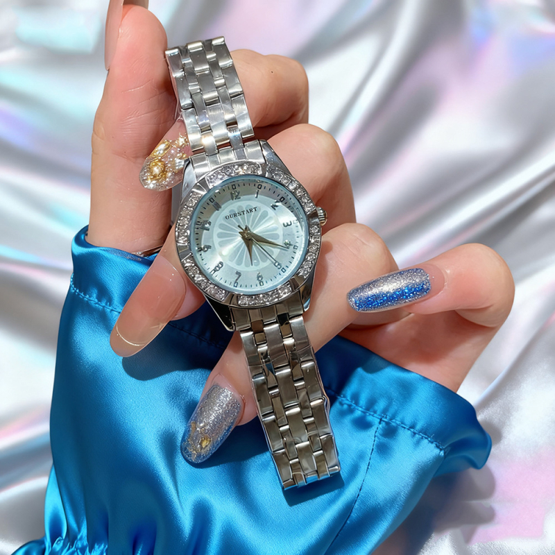 RUOLINDO dámske quartz hodinky s dekoratívnymi prvkami, kruhové puzdro zo zinkovej zliatiny, ciferník 27,5 mm, hrúbka 10 mm, remienok zo zinkovej zliatiny, spona s jednoduchým skladaním, tlač loga možná, personalizácia k dispozícii