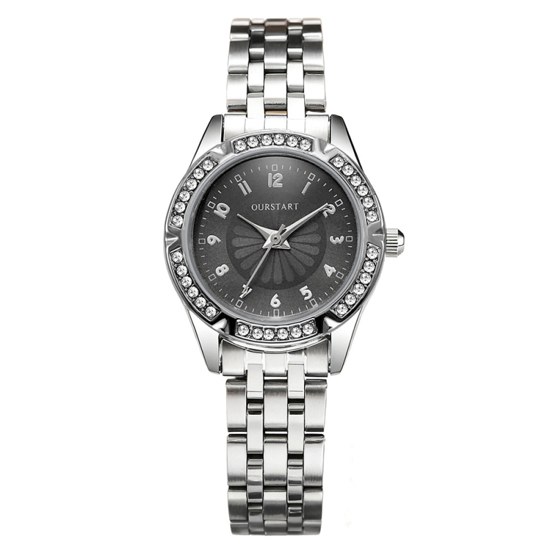 RUOLINDO dámske quartz hodinky s dekoratívnymi prvkami, kruhové puzdro zo zinkovej zliatiny, ciferník 27,5 mm, hrúbka 10 mm, remienok zo zinkovej zliatiny, spona s jednoduchým skladaním, tlač loga možná, personalizácia k dispozícii