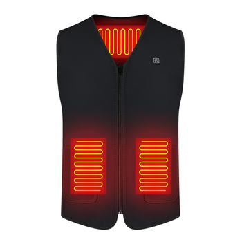 Električni grijani prsluk, flis podstava, uski kroj, poliester, V-izrez sa zatvaračem, bez kapucije, džepovi s patch aplikacijama