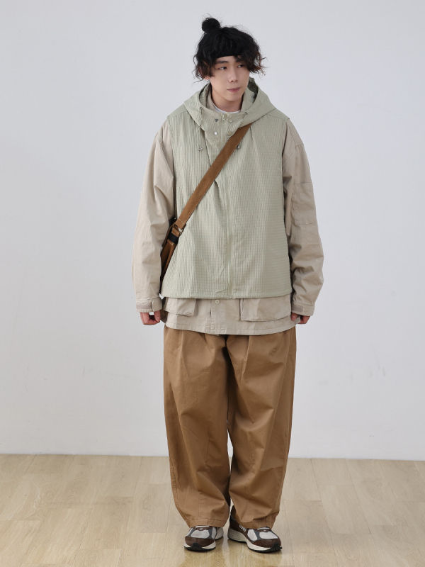Hooded corduroy vest za muškarce i žene, japanski retro stil, slobodan kroj, zip sprijed, bez ovratnika