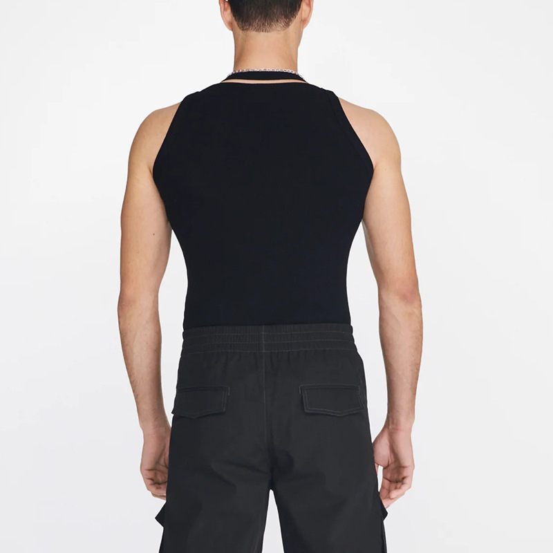 Muški bezrukavni T-shirt vest, opuštena silueta, poliester 80%, karikaturalni uzorak, retro stil