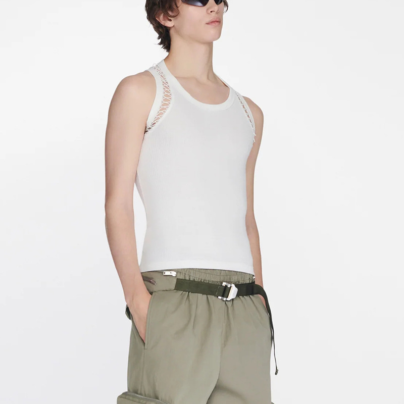 Muški bezrukavni T-shirt vest, opuštena silueta, poliester 80%, karikaturalni uzorak, retro stil