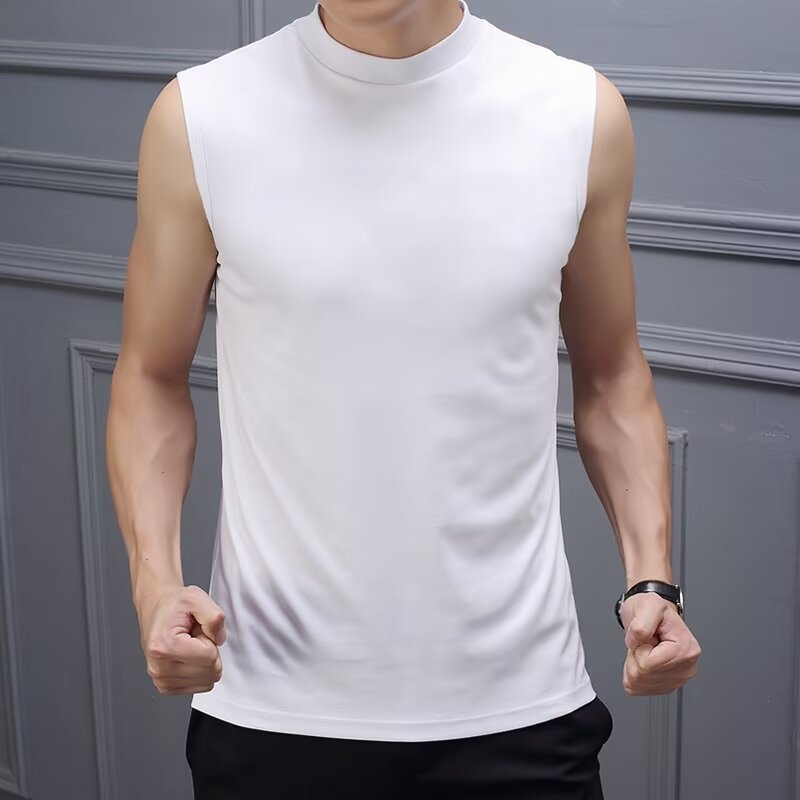 Muški T-shirt vest od poliestera (78%), tanak materijal, slobodan kroj, ljeto, bočni džepovi