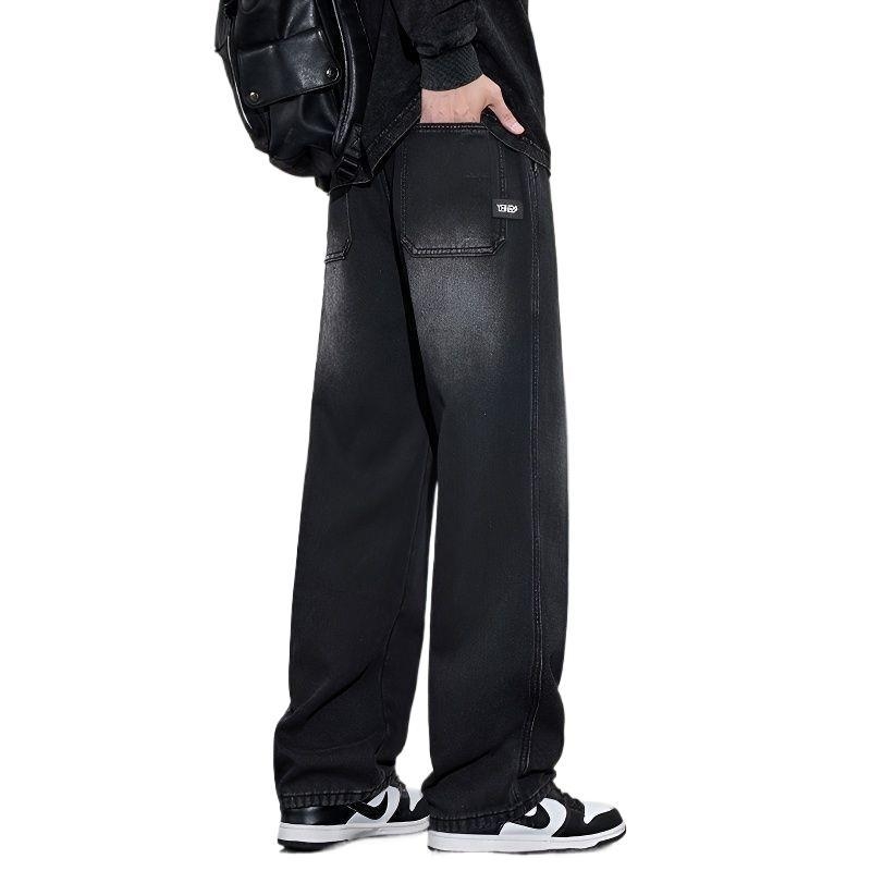 Jeanși pentru adolescenți băieți, iarnă, căptușeală din fleece, croială dreaptă, talie medie, fermoar