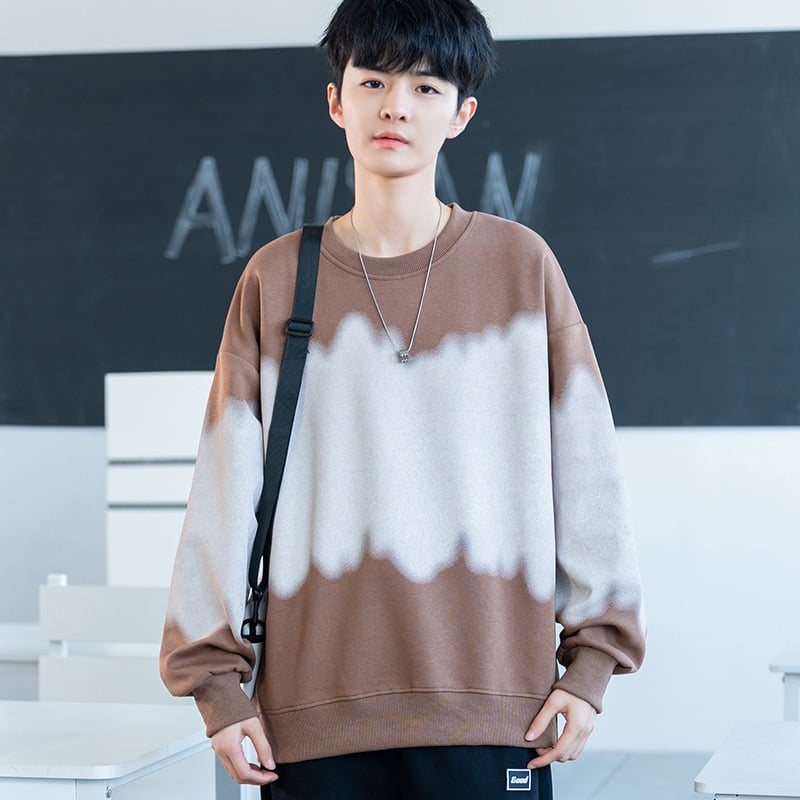 Muški džemper s okruglim izrezom za proljeće, dugi rukavi, standardni kroj, svakodnevni stil