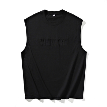 Muška bezrukna sportska vest, opušten kroj, jednobojna, 100% poliester, bez peglanja, ljeto