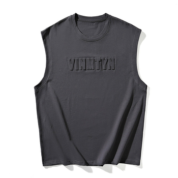 Muška bezrukna sportska vest, opušten kroj, jednobojna, 100% poliester, bez peglanja, ljeto