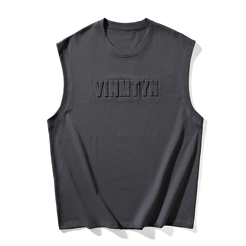 Muška bezrukna sportska vest, opušten kroj, jednobojna, 100% poliester, bez peglanja, ljeto