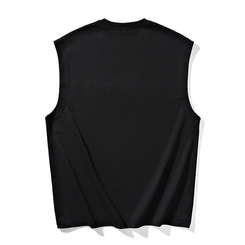 Muška bezrukna sportska vest, opušten kroj, jednobojna, 100% poliester, bez peglanja, ljeto