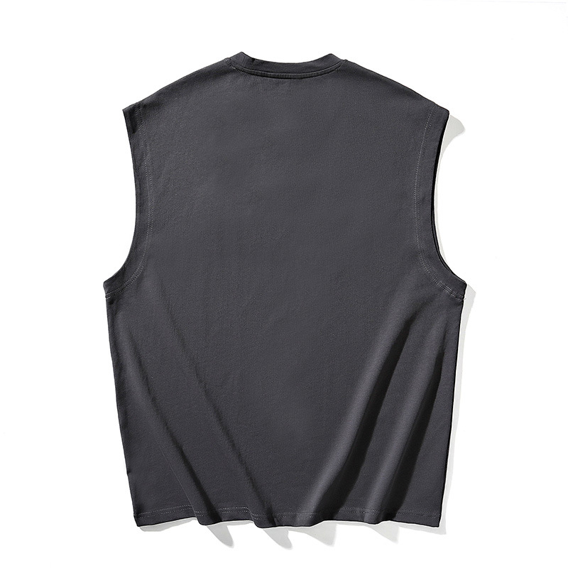 Muška bezrukna sportska vest, opušten kroj, jednobojna, 100% poliester, bez peglanja, ljeto