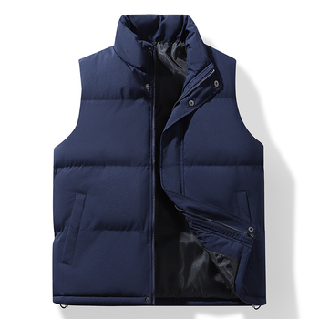 Vyrų žieminė liemenė su stovinčiu apykakle, flisinis pamušalas,Storesnis šilumos sluoksnis, užtrauktukas priekyje, poliesterio audinys