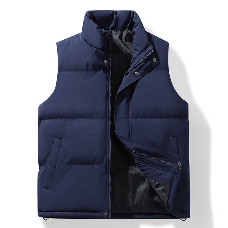 Vyrų žieminė liemenė su stovinčiu apykakle, flisinis pamušalas,Storesnis šilumos sluoksnis, užtrauktukas priekyje, poliesterio audinys