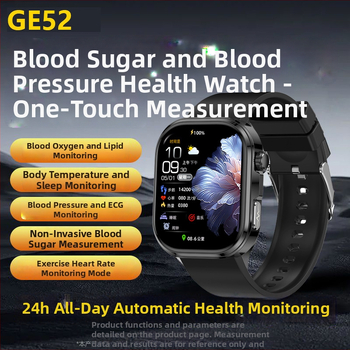 Ge52 smart hodinky s ECG a manažmentom zdravia, neinvazívne meranie cukru v krvi, kyseliny močovej a lipidov