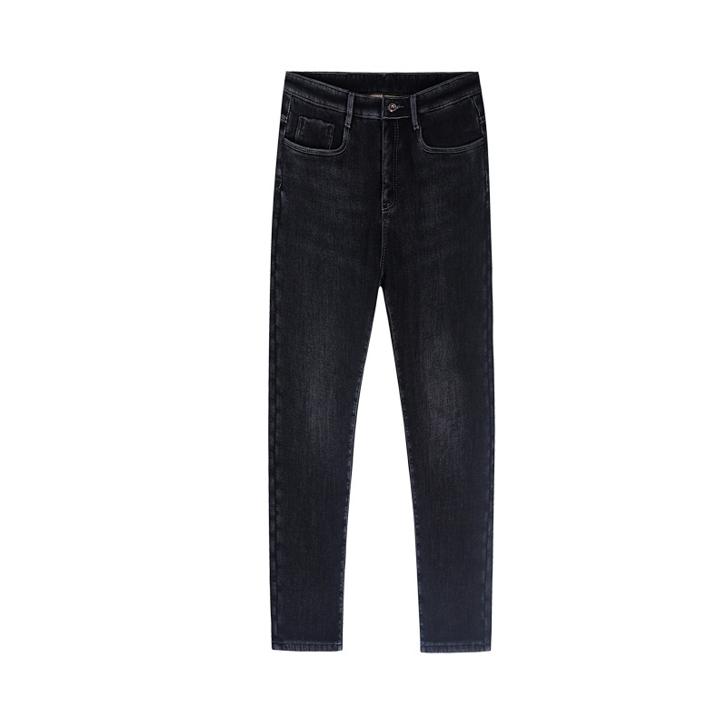 Muške produžene traperice s visokim pojasom, ravni kroj, elastične, fleece podstavom, denim, za visoke muškarce