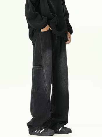 Muške traperice u američkom stilu vintage, oprane, fleece podstava, debeli materijal, srednje visine struka, straight kroj
