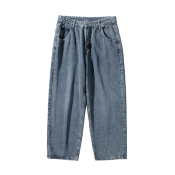 Traperice u Hong Kong stilu, ravni kroj, srednji pojas, denim s 70% poliesterom, pranje pijeskom