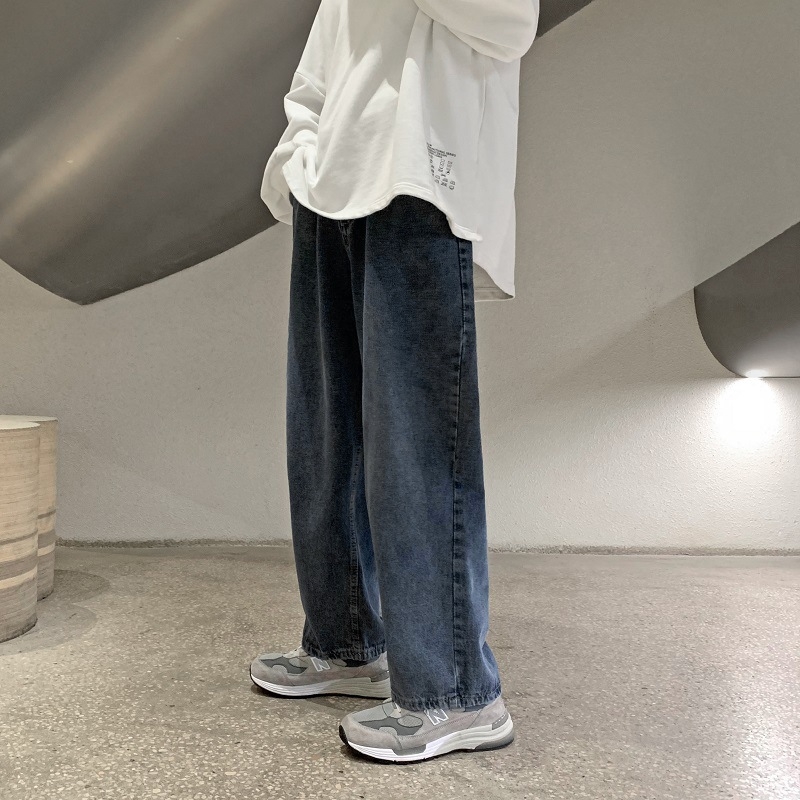 Traperice u Hong Kong stilu, ravni kroj, srednji pojas, denim s 70% poliesterom, pranje pijeskom