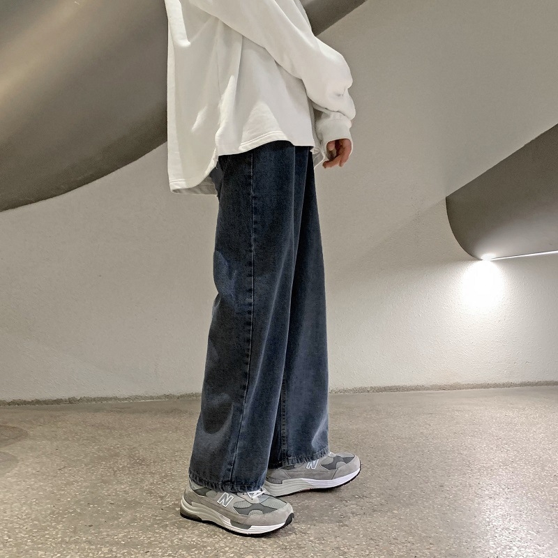 Traperice u Hong Kong stilu, ravni kroj, srednji pojas, denim s 70% poliesterom, pranje pijeskom