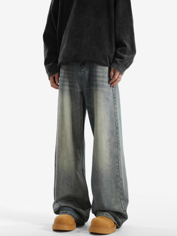 Denim farmernadrág fleece béléssel, középső derekú, cipzár, egyenes szárú