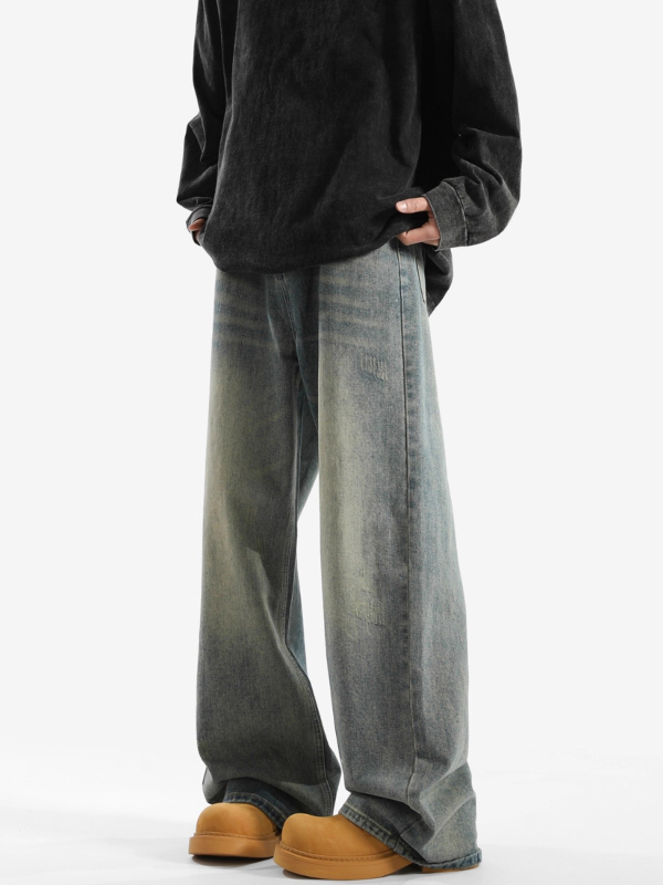 Denim farmernadrág fleece béléssel, középső derekú, cipzár, egyenes szárú