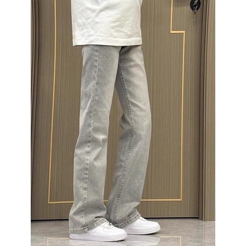 Férfi egyenes szabású farmer, fleece-belsővel, középmagas derék, cipzáras zárás, pamut-keverék 50–60%