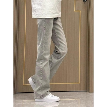 Férfi egyenes szabású farmer, fleece-belsővel, középmagas derék, cipzáras zárás, pamut-keverék 50–60%