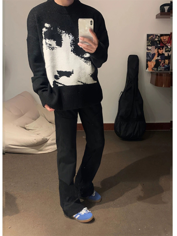 Férfi farmernadrág fleece-béléssel, egyenes szabású, mikro-flare, középmagas derekú, cipzár