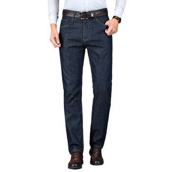 Farmernadrág fleece-beléssel, magas derék, egyenes szár, cipzáras záródás, poliészter anyag