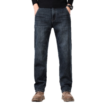 Blugi: talie înaltă, croială dreaptă, țesătură mai groasă pentru iarnă, cinci buzunare, fermoar