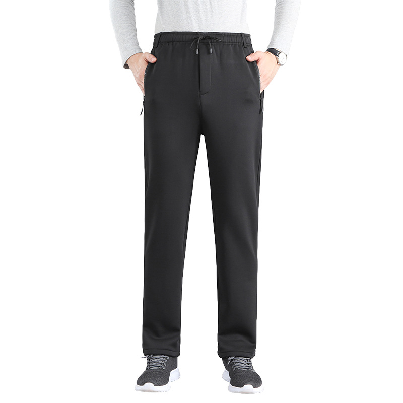 Ανδρικά παντελόνια με φλίς επένδυση, ίσιο κόψιμο, φθινοπωρινά-χειμερινά 2025, μεσαία μέση, μικροελαστικότητα, για χαλάρωση και business casual