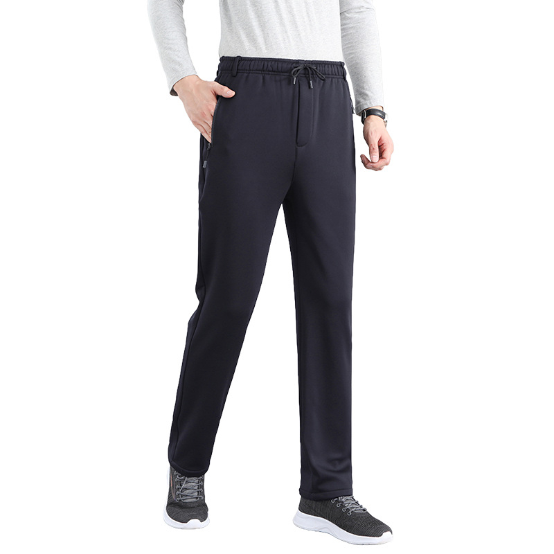 Ανδρικά παντελόνια με φλίς επένδυση, ίσιο κόψιμο, φθινοπωρινά-χειμερινά 2025, μεσαία μέση, μικροελαστικότητα, για χαλάρωση και business casual