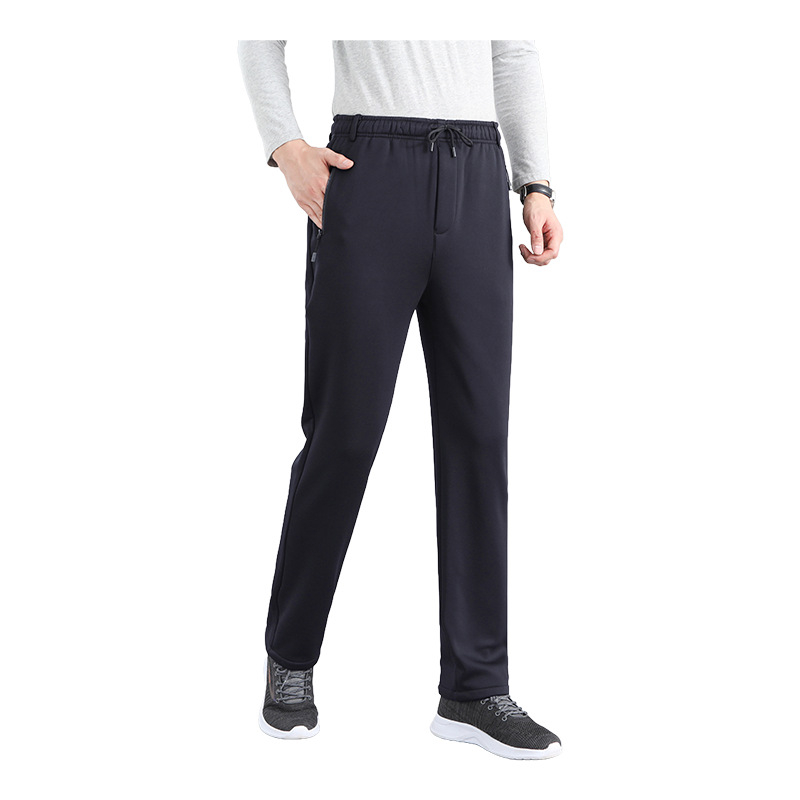 Ανδρικά παντελόνια με φλίς επένδυση, ίσιο κόψιμο, φθινοπωρινά-χειμερινά 2025, μεσαία μέση, μικροελαστικότητα, για χαλάρωση και business casual