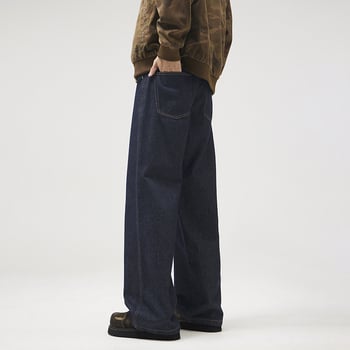 Jeansi – croiță dreaptă, spălați, stil retro american, talie medie (denim din bumbac, iarnă)