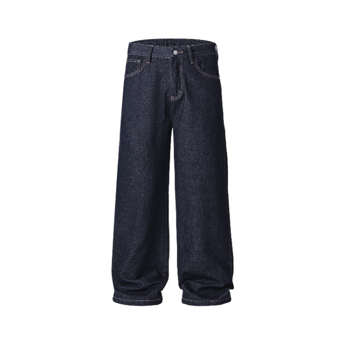 Jeansi – croiță dreaptă, spălați, stil retro american, talie medie (denim din bumbac, iarnă)