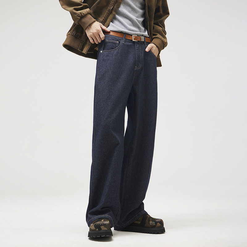 Jeansi – croiță dreaptă, spălați, stil retro american, talie medie (denim din bumbac, iarnă)