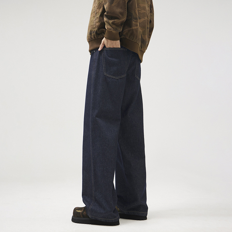 Jeansi – croiță dreaptă, spălați, stil retro american, talie medie (denim din bumbac, iarnă)