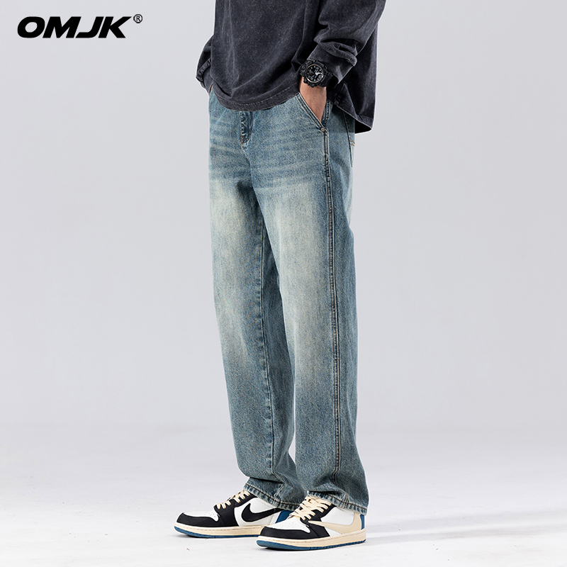 OMJK farmernadrág – egyenes szárú, középmagas derekú, Modal anyag (gépi mosásra alkalmas)