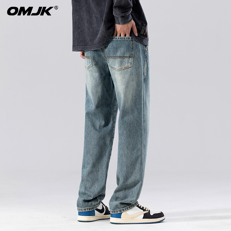 OMJK farmernadrág – egyenes szárú, középmagas derekú, Modal anyag (gépi mosásra alkalmas)