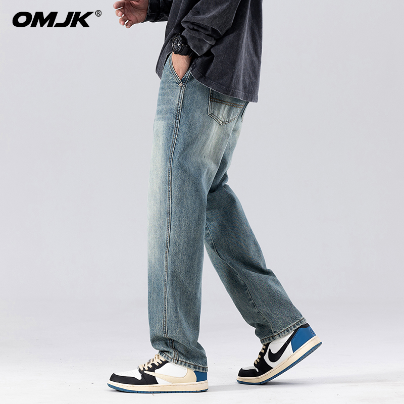 OMJK farmernadrág – egyenes szárú, középmagas derekú, Modal anyag (gépi mosásra alkalmas)