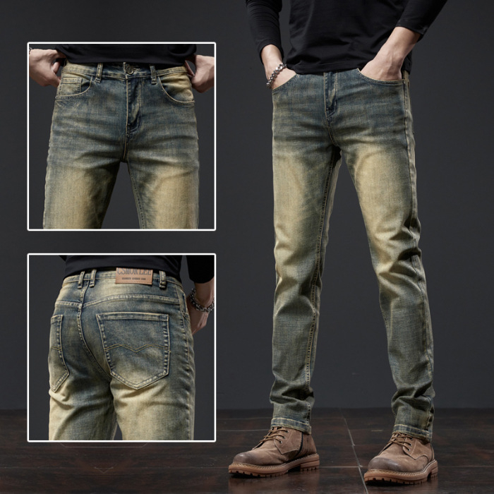 Farmernadrág fleece béléssel, szűk‑egyenes szabás, pamut denim, őszi-téli