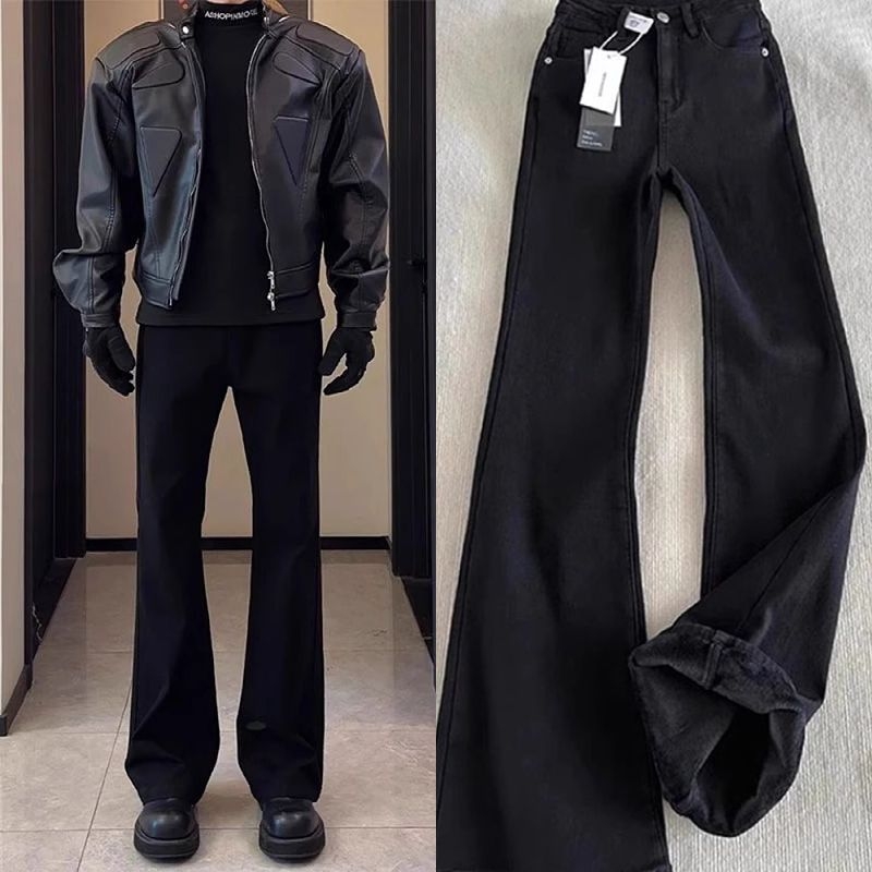 Jeansi drepti, talie medie, fermoar, lavabil, material chenille