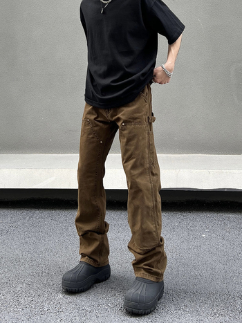 Muške vintage traperice s pravim krojem – labaviji kroj, srednji porast struka, kopčanje šnuru, poliester, četiri godišnja doba