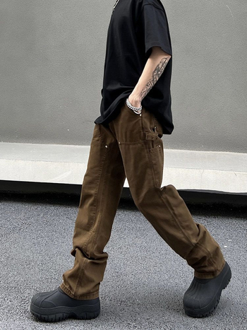 Muške vintage traperice s pravim krojem – labaviji kroj, srednji porast struka, kopčanje šnuru, poliester, četiri godišnja doba