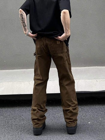 Muške vintage traperice s pravim krojem – labaviji kroj, srednji porast struka, kopčanje šnuru, poliester, četiri godišnja doba