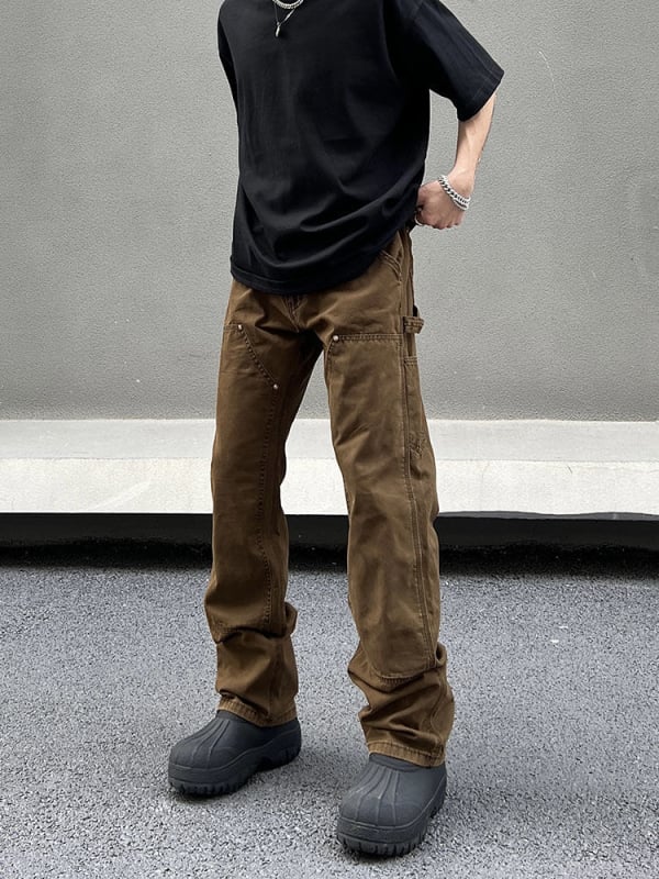 Muške vintage traperice s pravim krojem – labaviji kroj, srednji porast struka, kopčanje šnuru, poliester, četiri godišnja doba