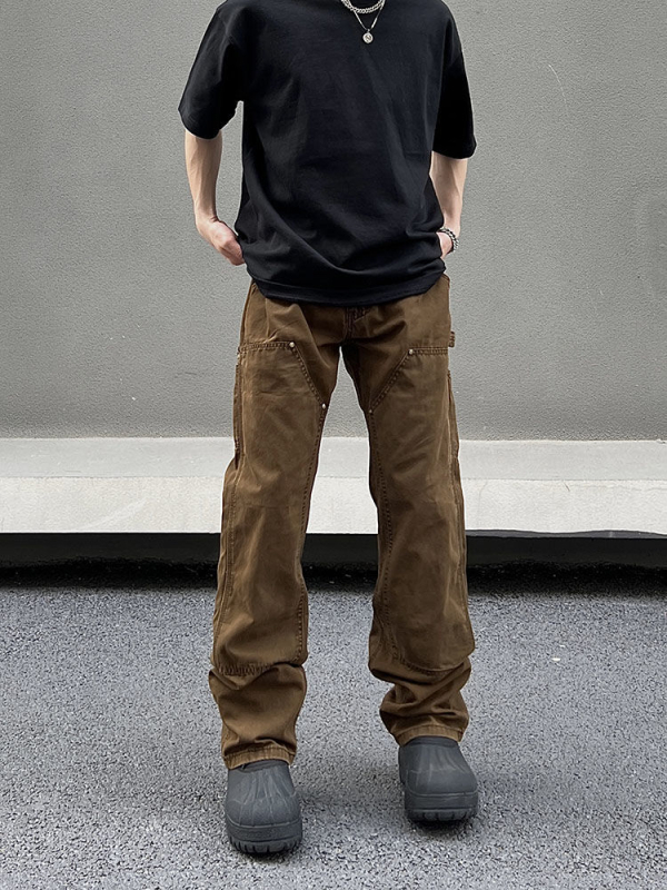 Muške vintage traperice s pravim krojem – labaviji kroj, srednji porast struka, kopčanje šnuru, poliester, četiri godišnja doba